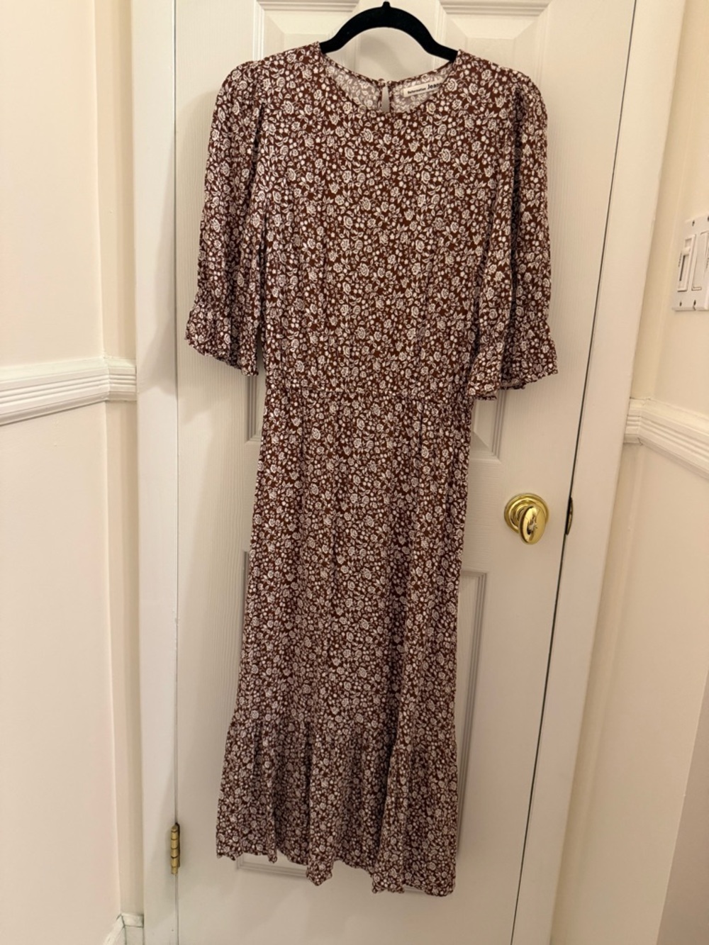 Reformation Floral Midi Dress in Brown and White